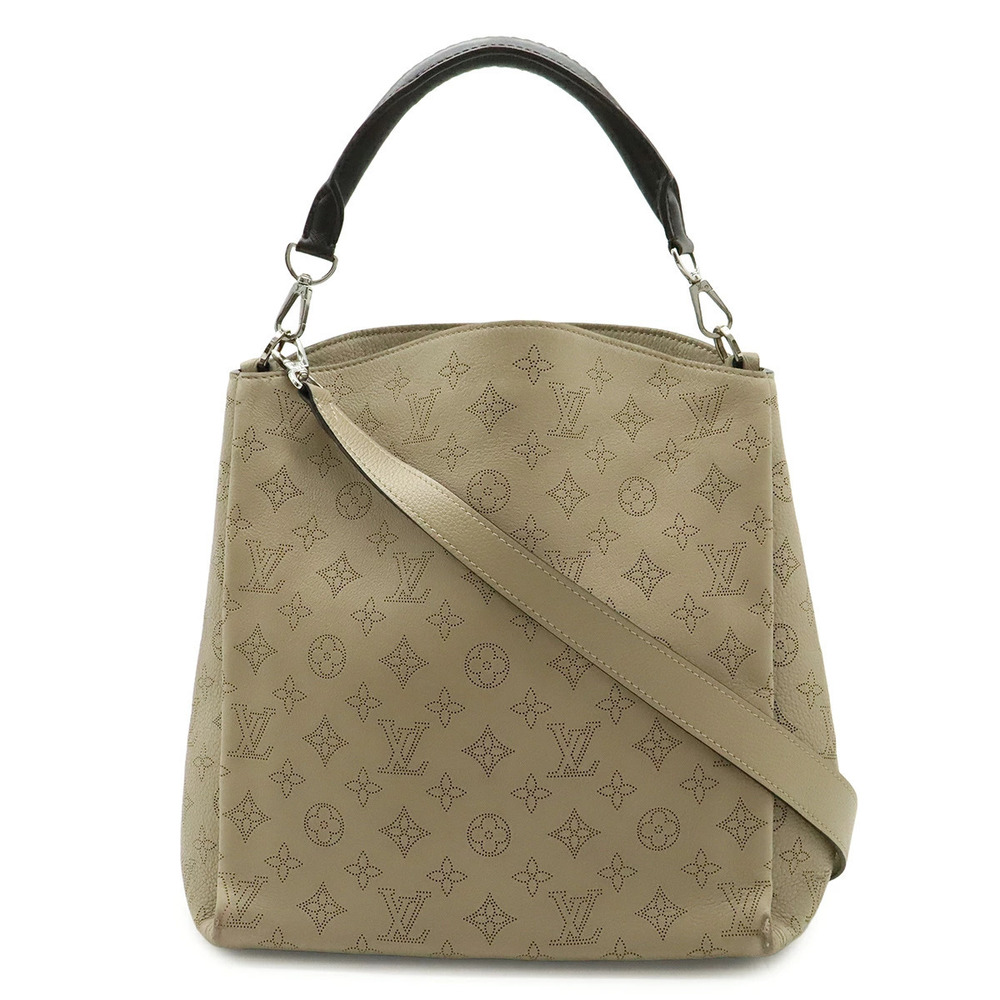 LOUIS VUITTON Mahina Babylon Shoulder Bag Leather Galet Sand Beige Cream